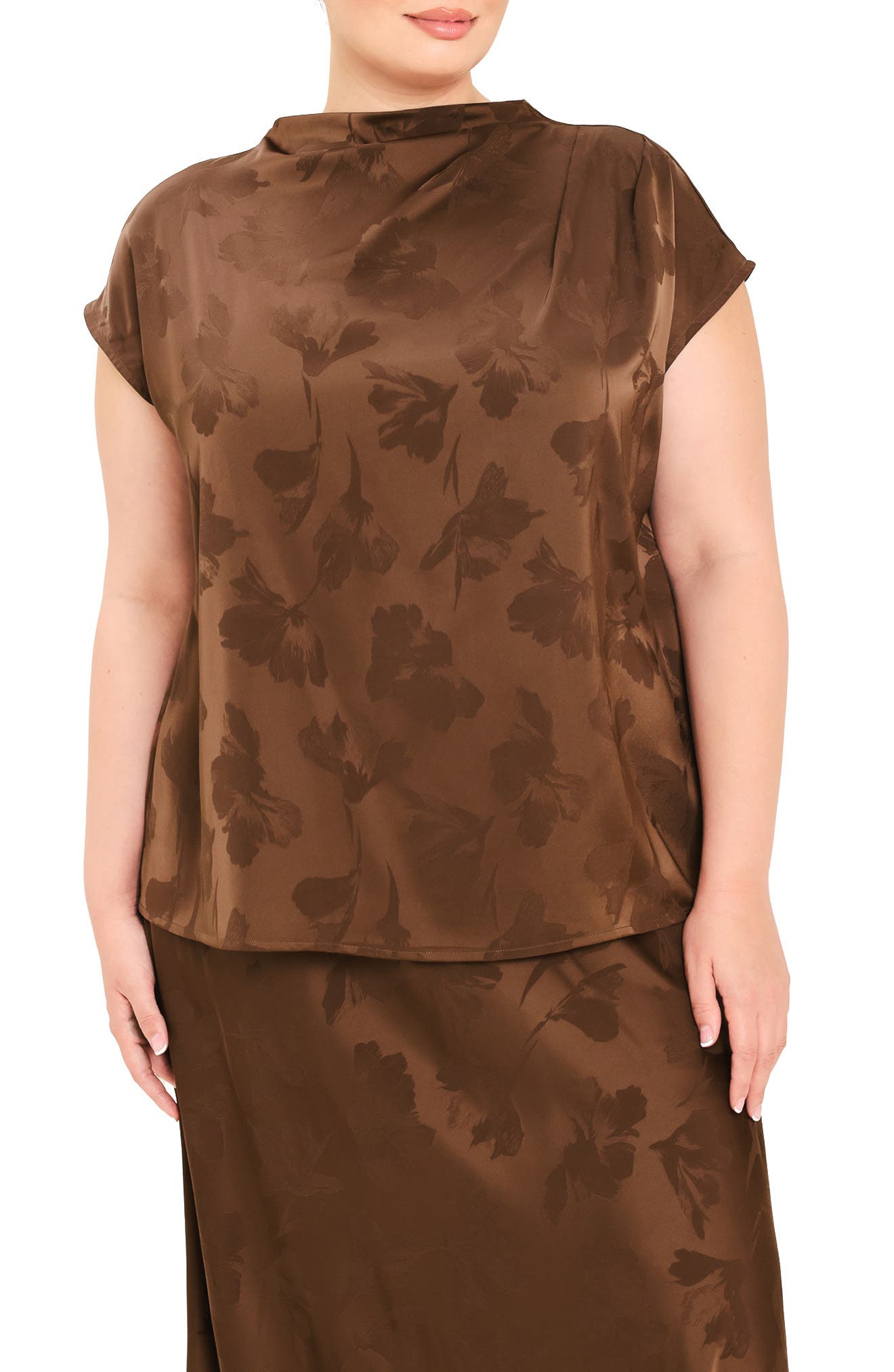 Floral Jacquard Satin Top
