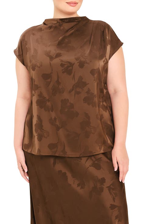 Floral Jacquard Satin Top