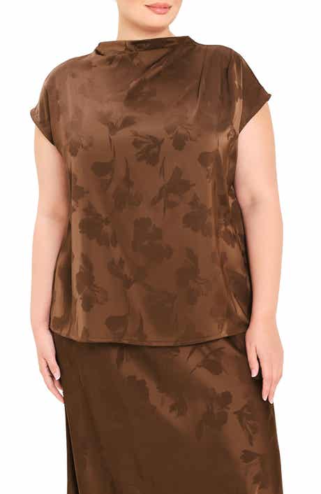 Floral Jacquard Satin Top