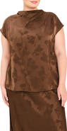 FLYING TOMATO Floral Jacquard Satin Top