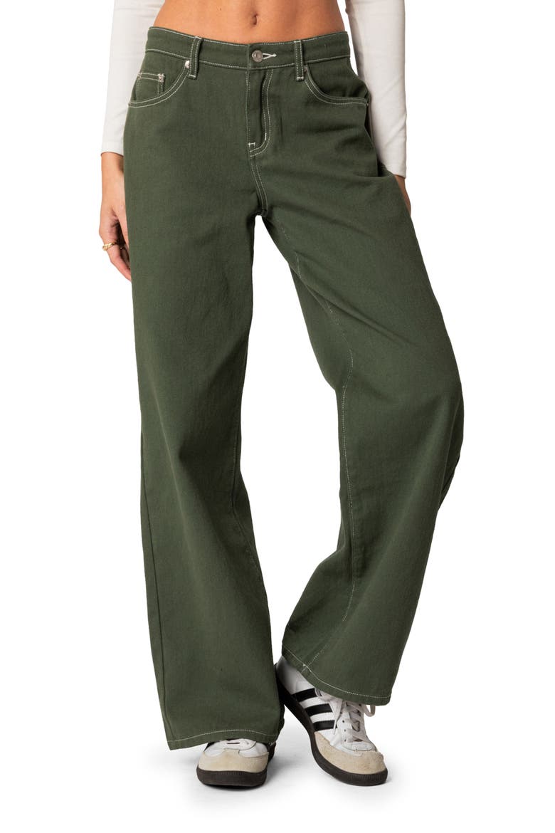 Brenda Low Rise Straight Leg Carpenter Jeans, Main, color, OLIVE