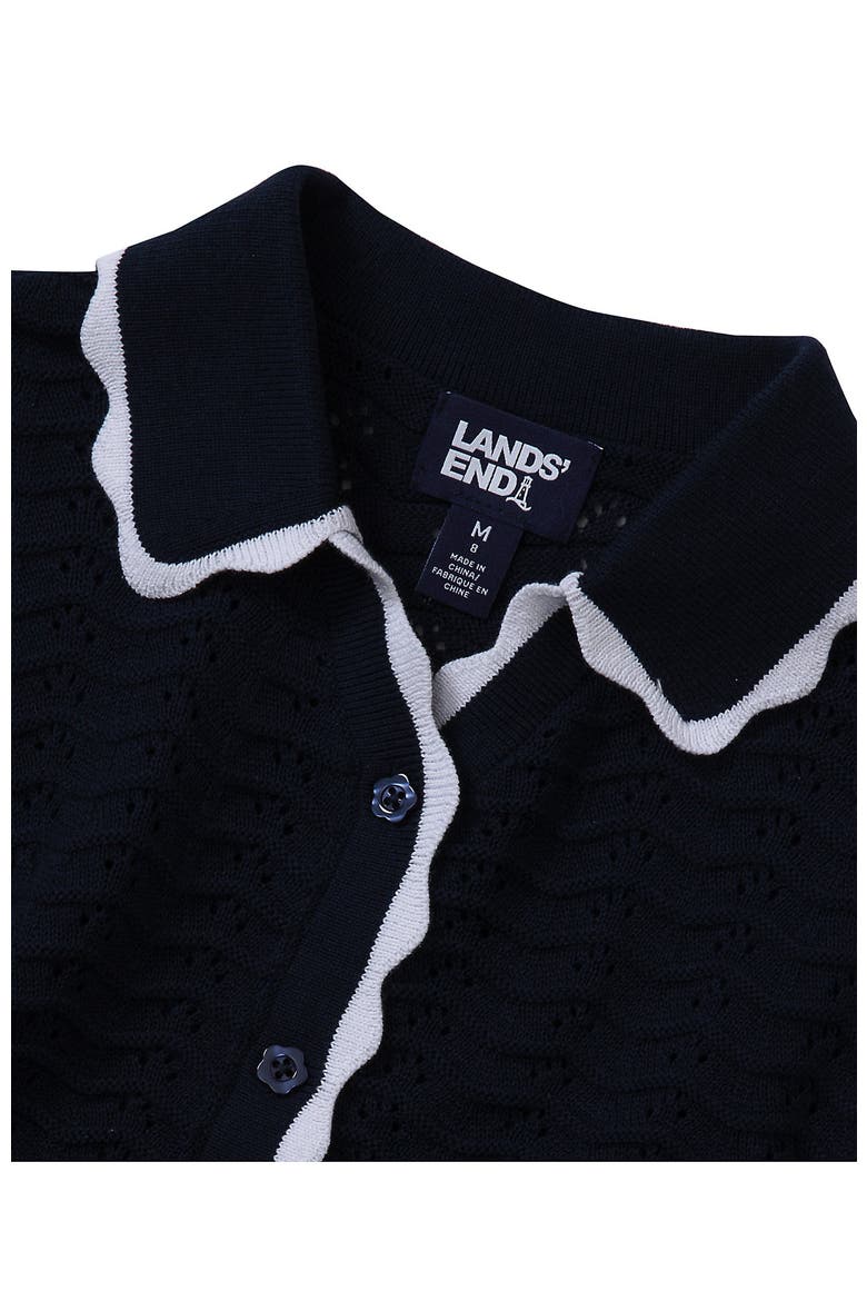 Girls Short Sleeve Collared Sweater, Alternate, color, Classic Navy