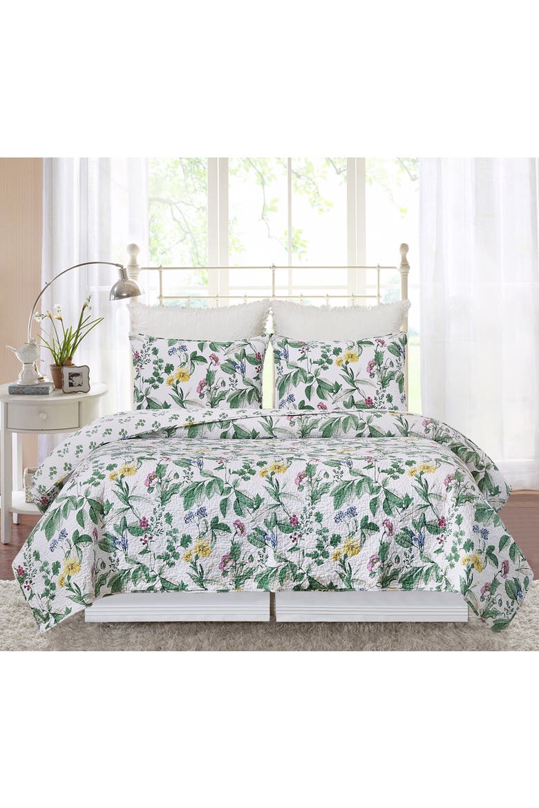 Marcy Blooms Bedding Quilt Set, Alternate, color, Green