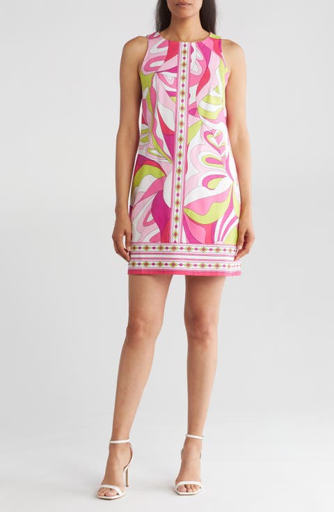 Floral Print Cotton Sateen Shift Dress