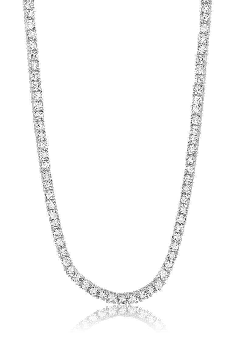 Round Cubic Zirconia Tennis Necklace, Main, color, SILVER