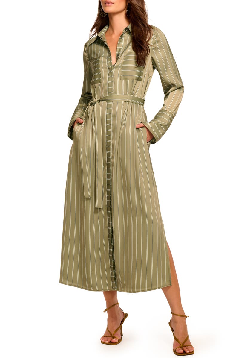 Ramy Brook Miriam Long Sleeve Shirtdress, Alternate, color, Safari Green Seaside