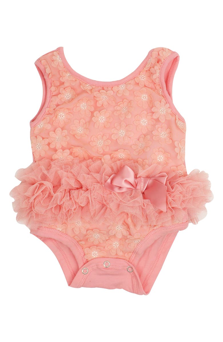 Popatu Flower Appliqué Tutu Bodysuit, Main, color, 