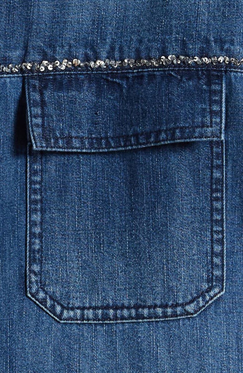 Reiss Kids' Sandie Sr. Rhinestone Denim Shirt, Alternate, color, 