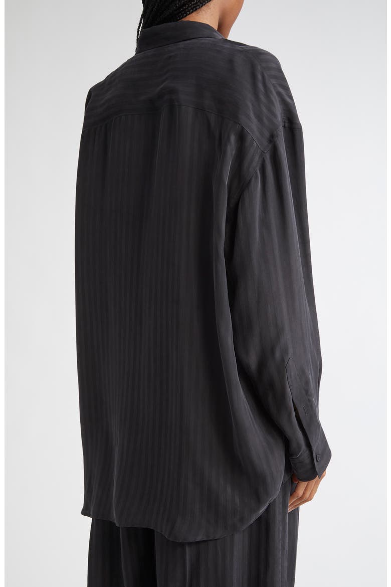 Fluid Stripe Button-Up Shirt, Alternate, color, BLACK