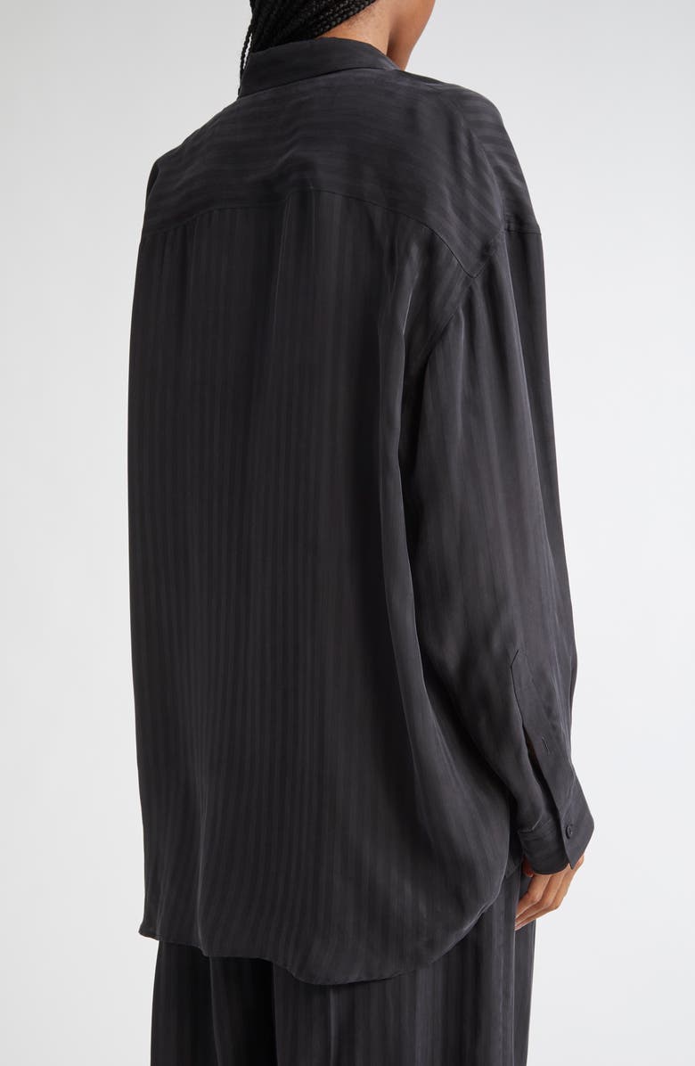 Balenciaga Fluid Stripe Button-Up Shirt, Alternate, color, Black