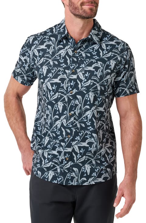 Techwoven Coast Floral Short Sleeve Performance Button-Up Shirt
