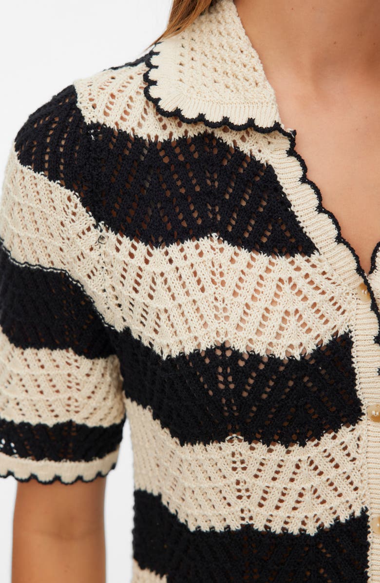 VERO MODA Golden Cove Cardigan, Alternate, color, Birch/ Black Stripes
