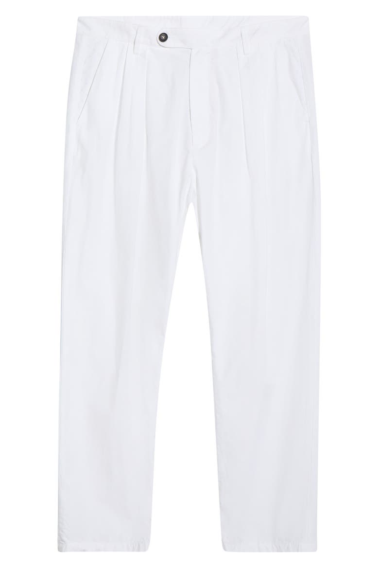 Stan Pleated Cotton Trousers, Main, color, BIANCO