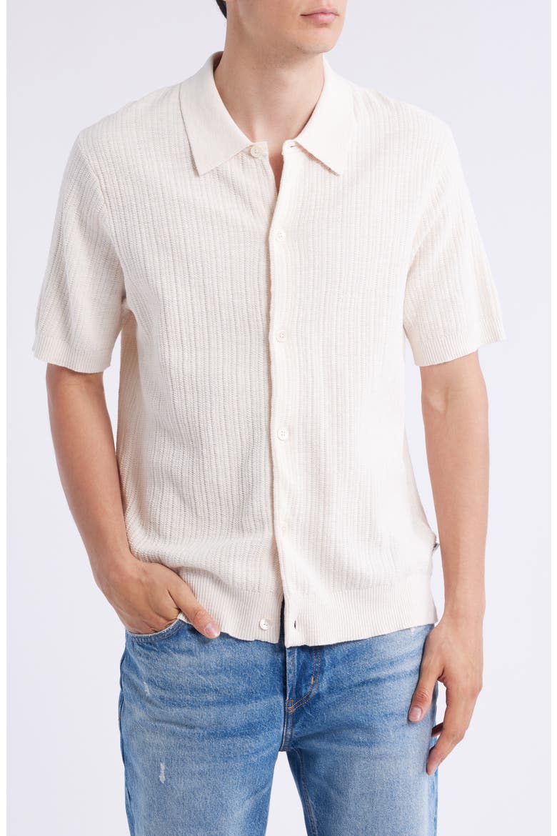 Nolan 6695 Organic Cotton Polo Cardigan, Main, color, ECRU