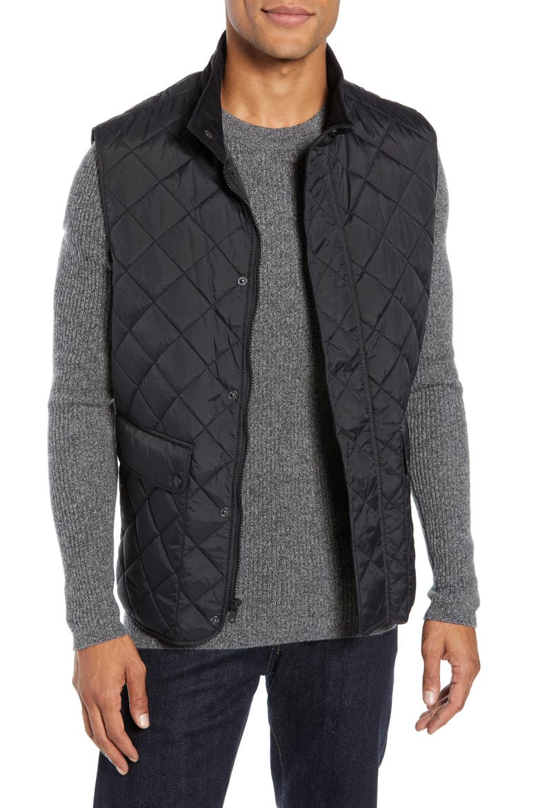 Diamond Quilted Vest, Main, color, BLACK