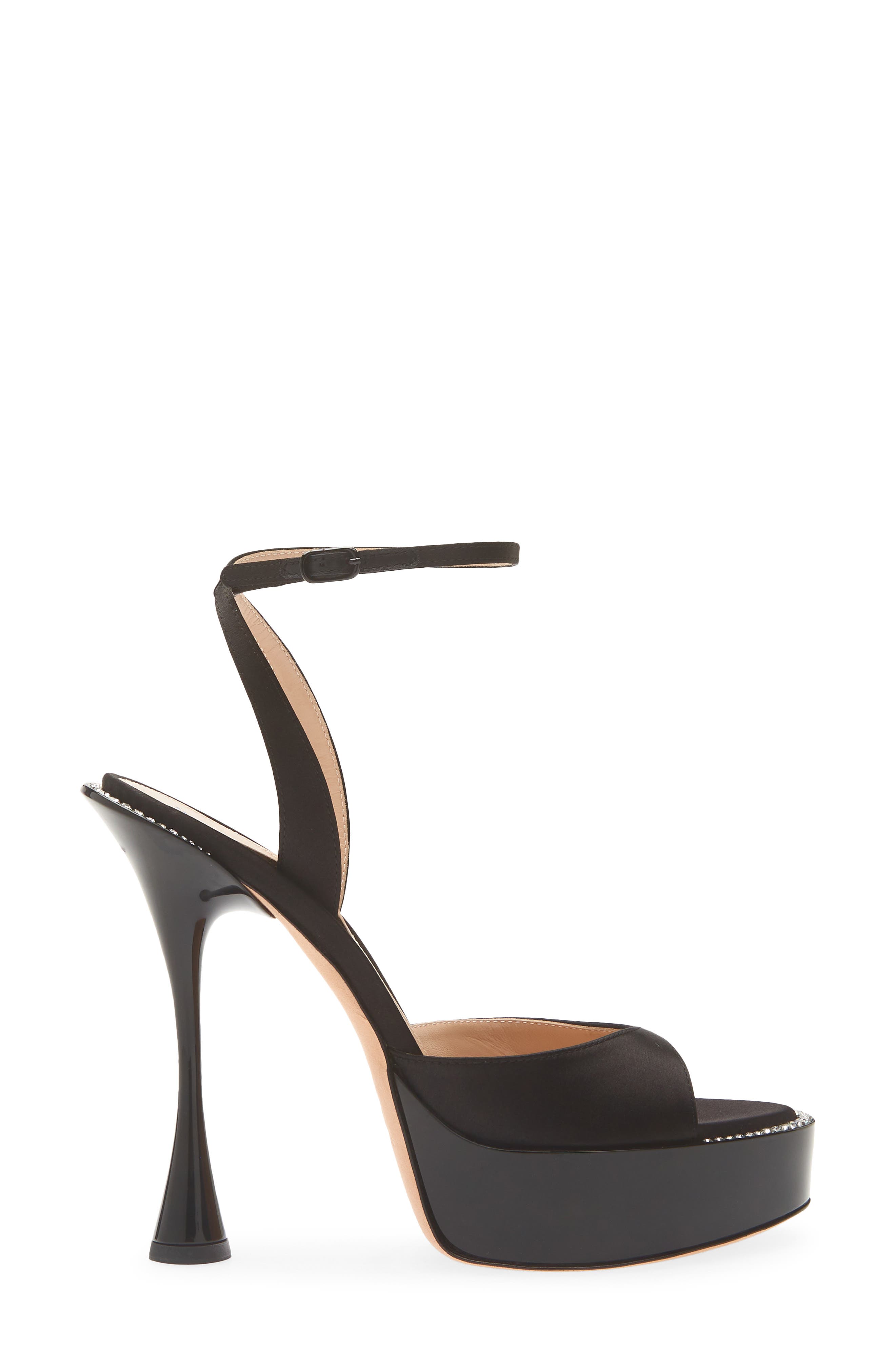 Alessandra Crystal Embellished Platform Sandal, Alternate, color, BLACK SATIN