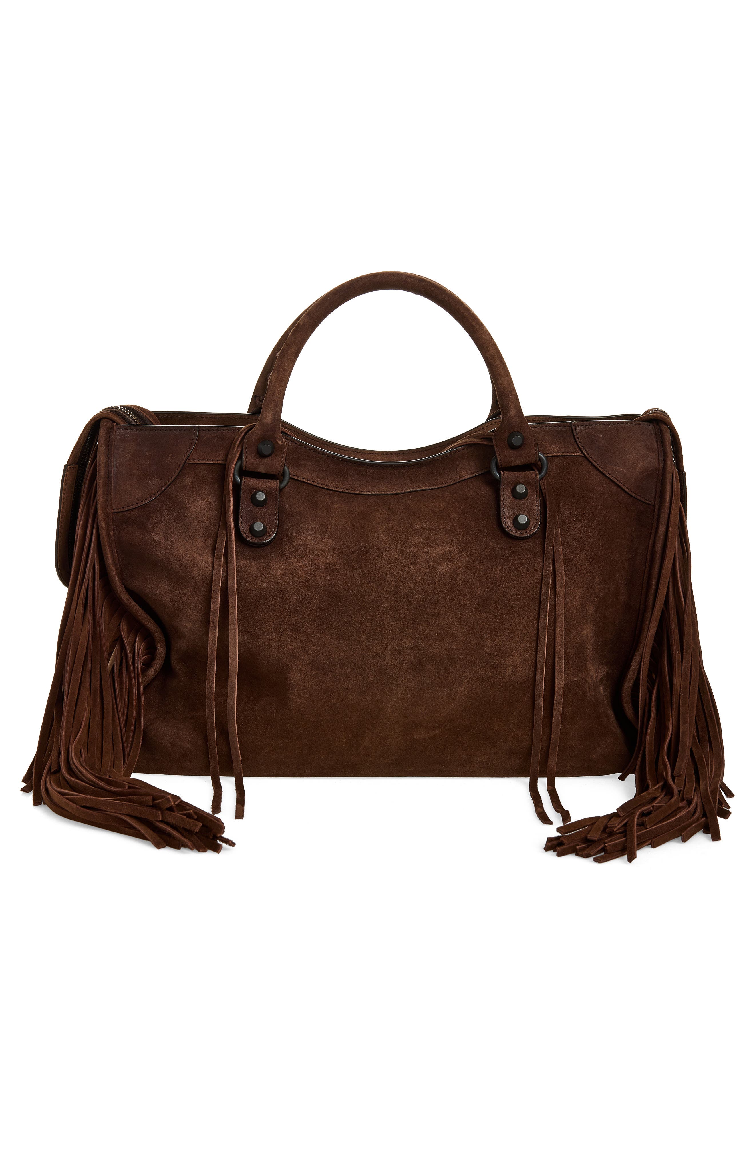 Medium Le City Suede Satchel, Alternate, color, LIGHT ESPRESSO