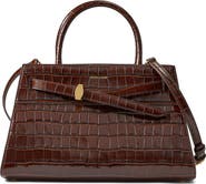Veronica Beard Dash Croc Embossed Leather Top Handle Bag