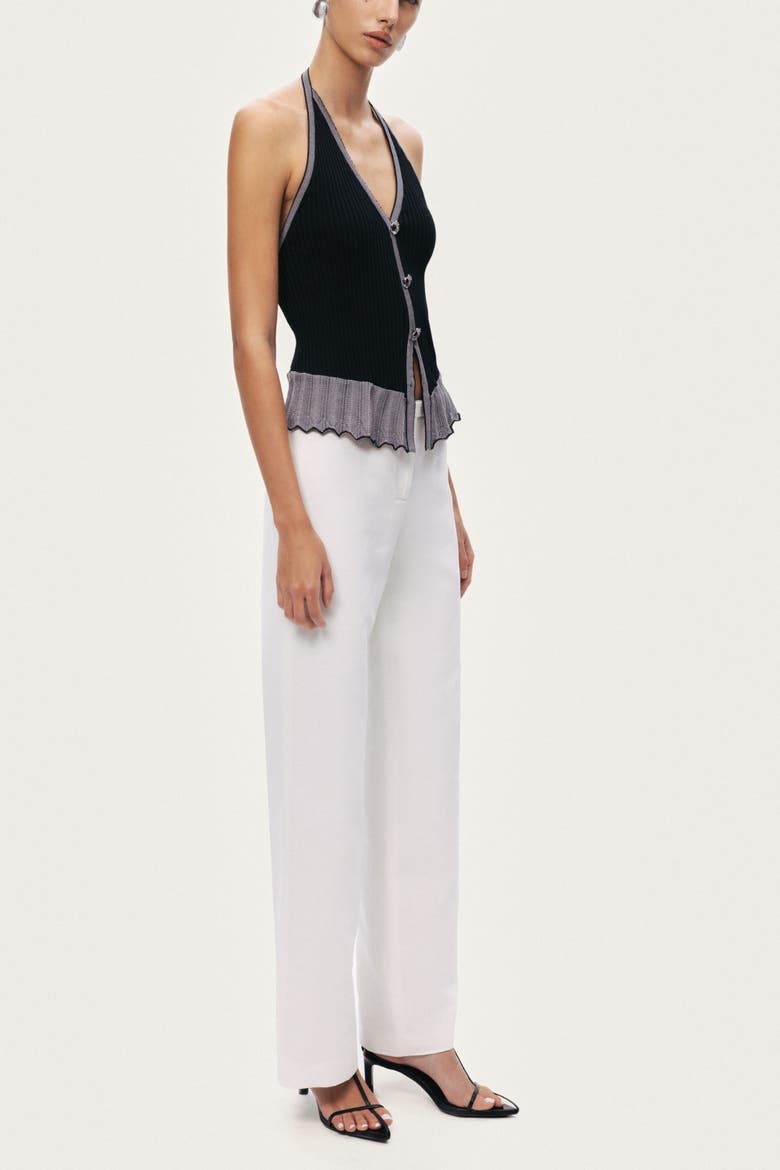 Halter Ribbed Knit Top, Alternate, color, Black