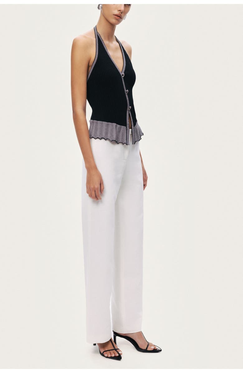 Nocturne Halter Ribbed Knit Top, Alternate, color, Black
