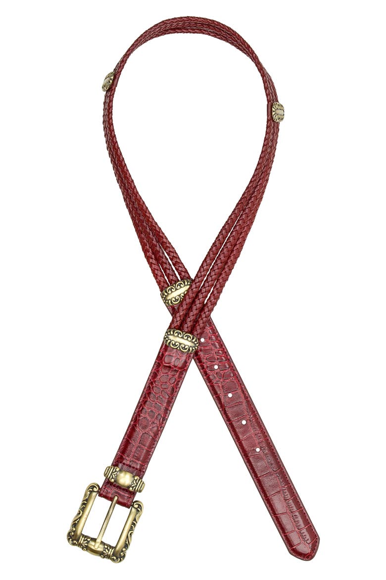 Barni Distressed Croc-Embossed Leather, Alternate, color, OXBLOOD