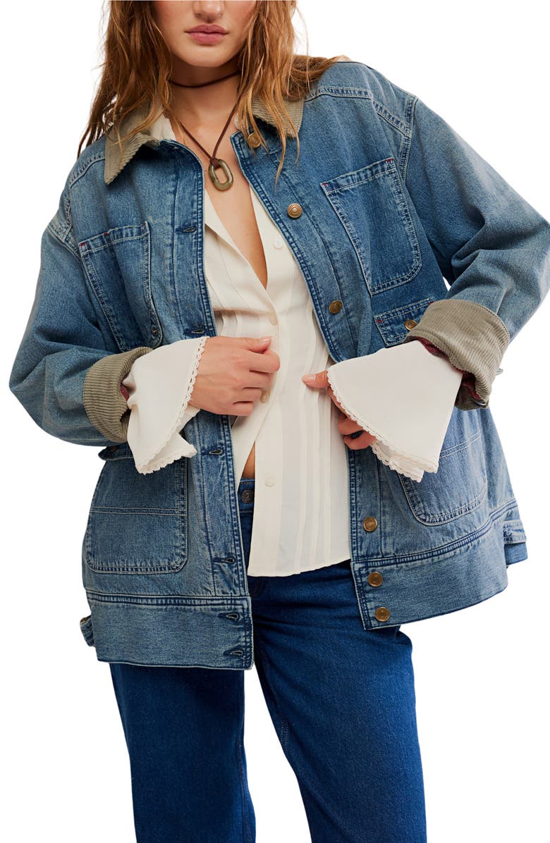 Free People Sweet Talk Denim Barn Jacket, Main, color, Century Wash