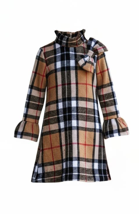 Classic Plaid Long Sleeve Shift Dress (Toddler, Little Kid & Big Kid)