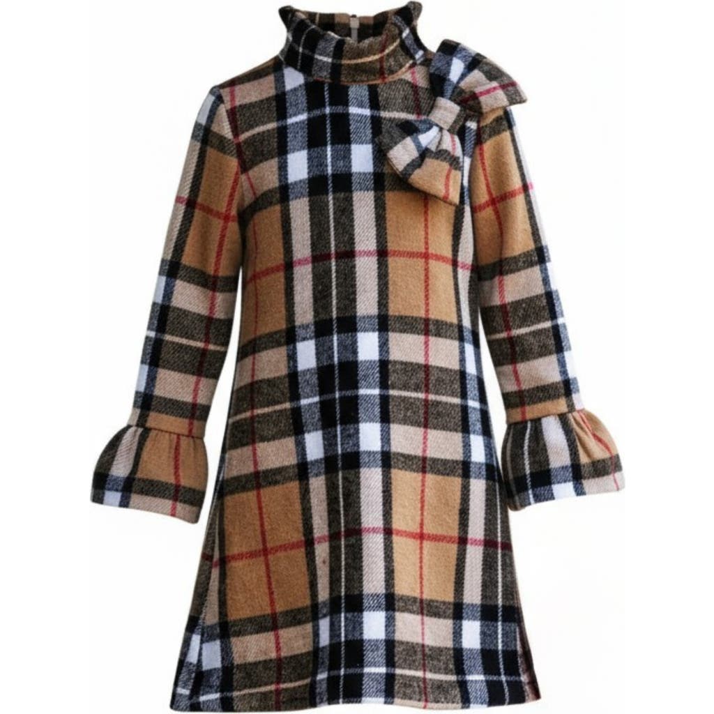 Mia Belle Girls Kids' Classic Plaid Long Sleeve Shift Dress In Multi