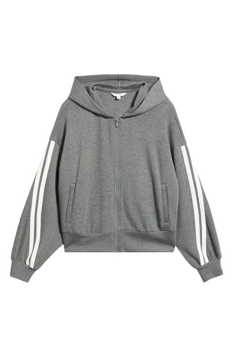 Striped Sleeve Full Zip Hoodie