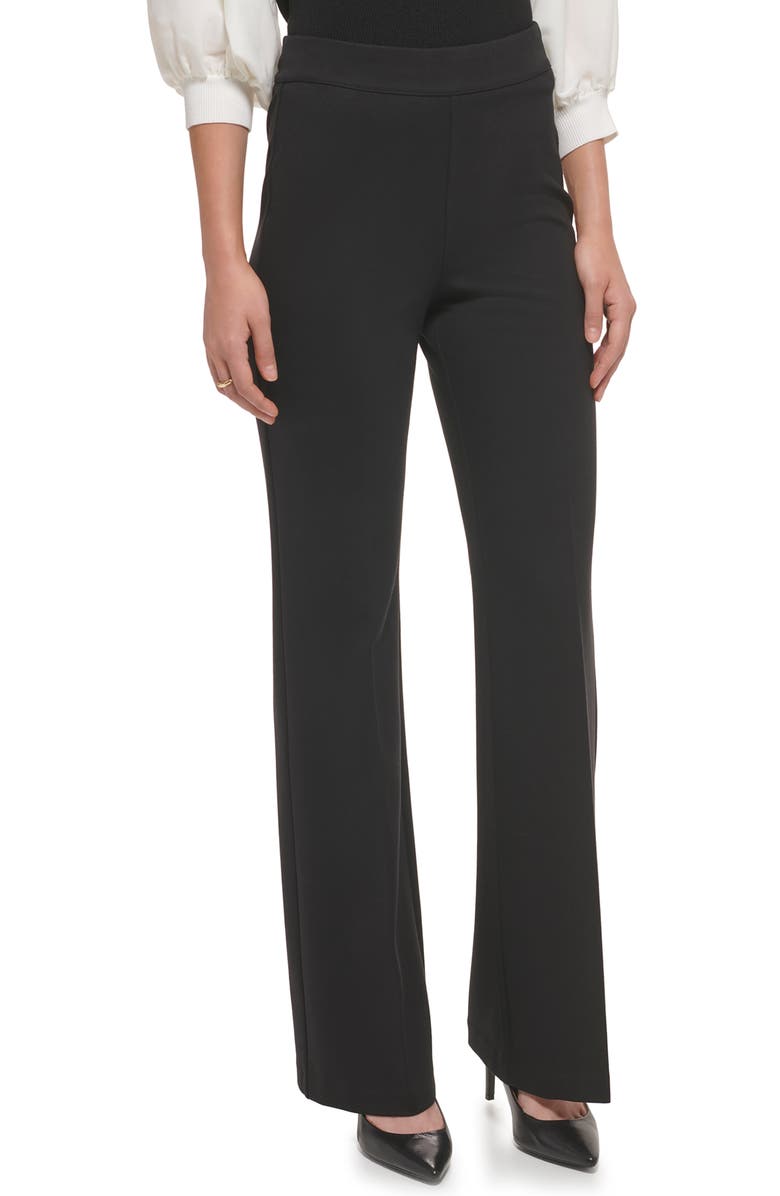 DKNY Flare Hem Ponte Pants, Alternate, color, Black