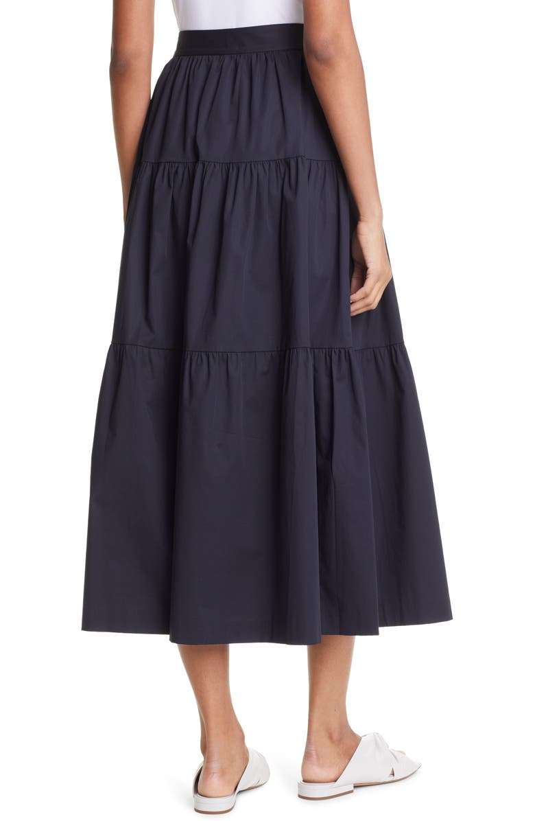 STAUD Tiered Stretch Cotton Maxi Skirt, Alternate, color, 