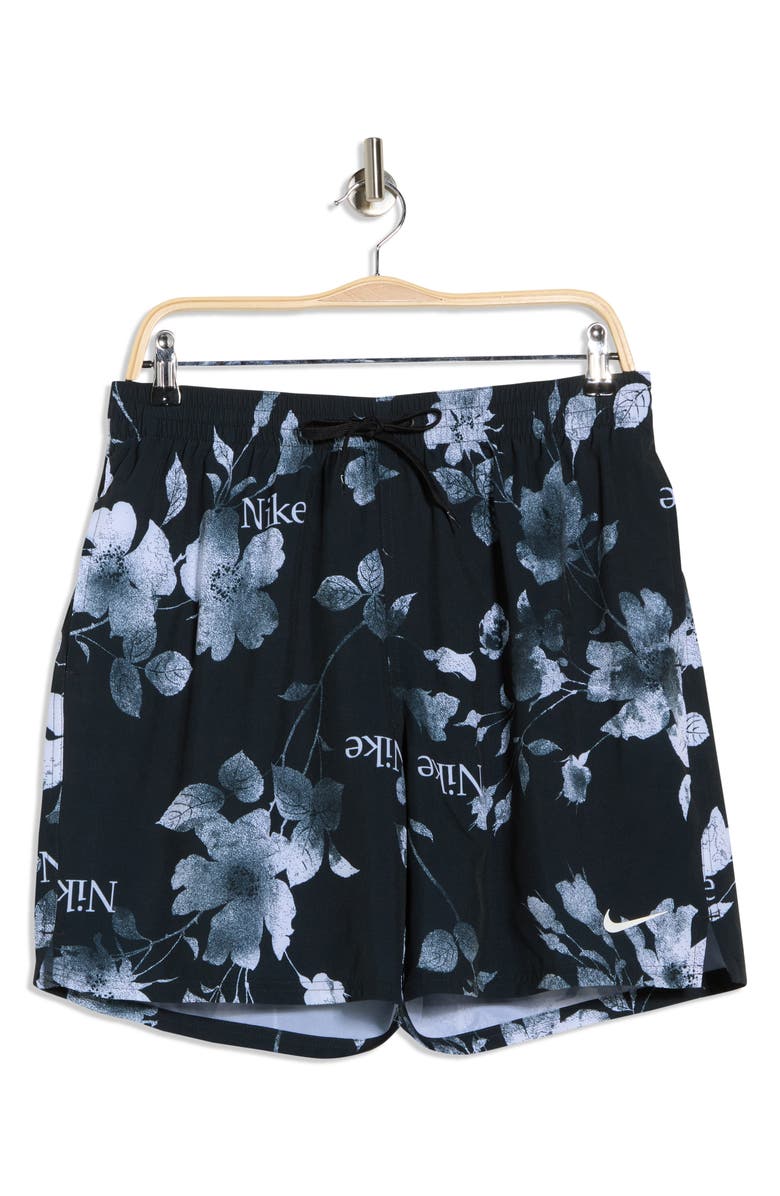 Nike Floral Swim Trunks, Alternate, color, Black