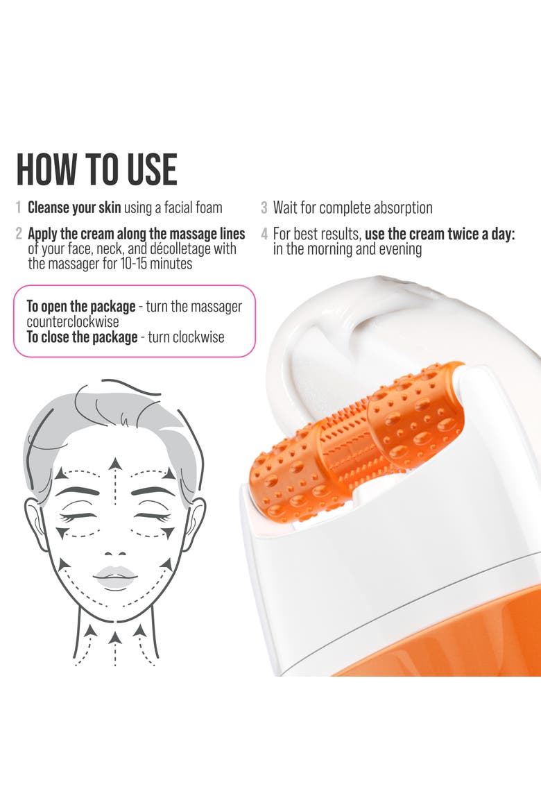 Face moisturizer with Vitamin C for Radiance & Lifting with 3D Massage Applicator, Alternate, color, White
