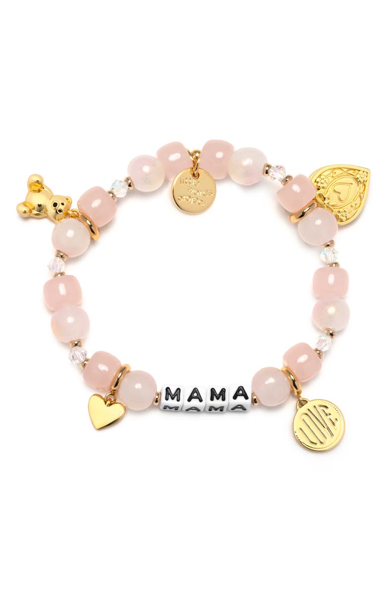 Little Words Project Mama Beaded Stretch Bracelet, Main, color, White/ Rosewater