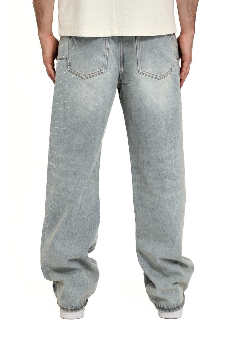 Radial Hotfix Embellished Relaxed Jeans, Alternate, color, LIGHT INDIGO