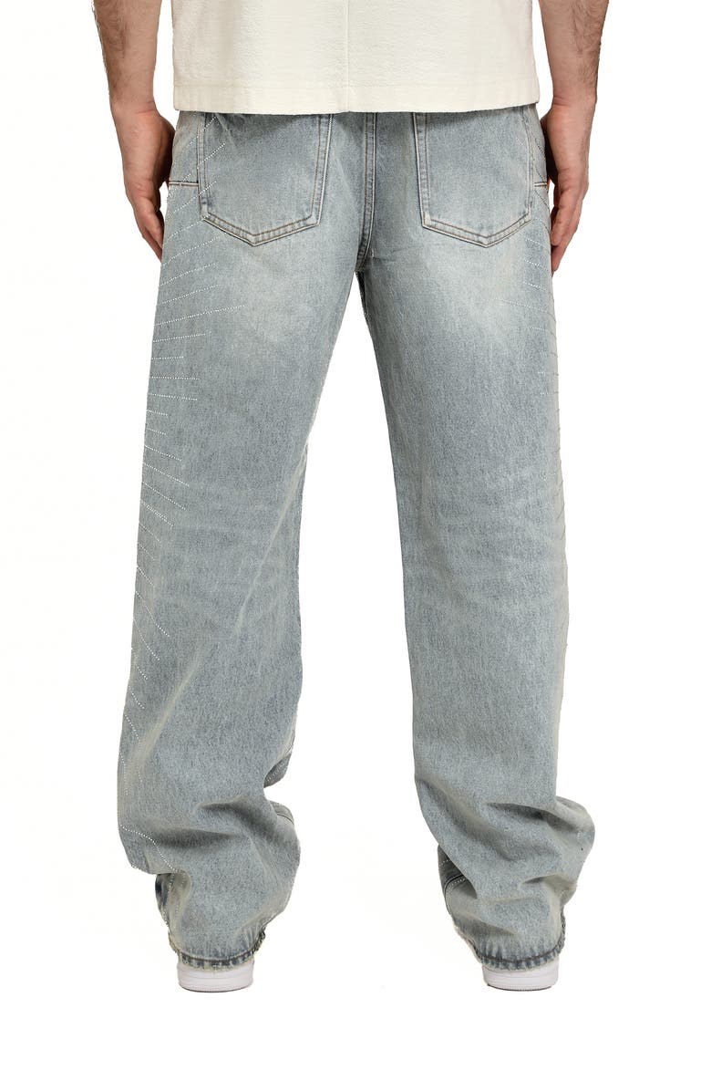 PURPLE BRAND Radial Hotfix Embellished Relaxed Jeans, Alternate, color, Light Indigo