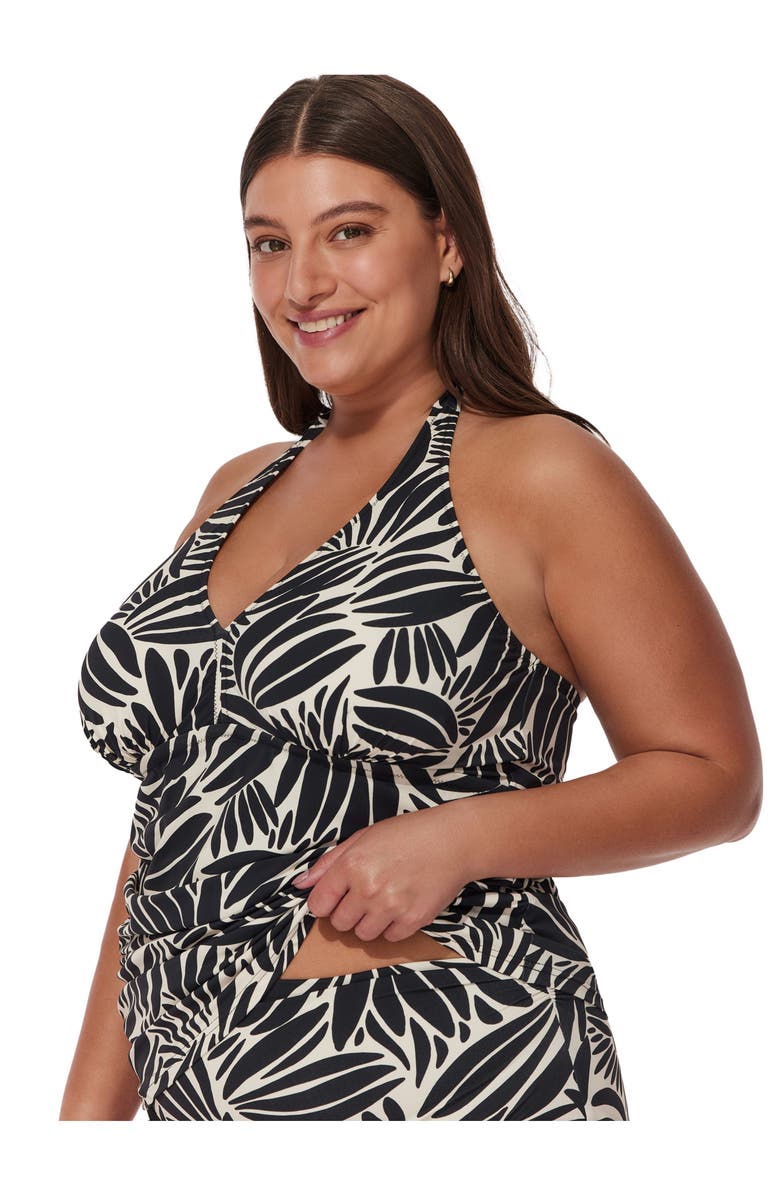 Profile by Gottex Comeback Plus Size Halter Tankini Top, Alternate, color, Black-White