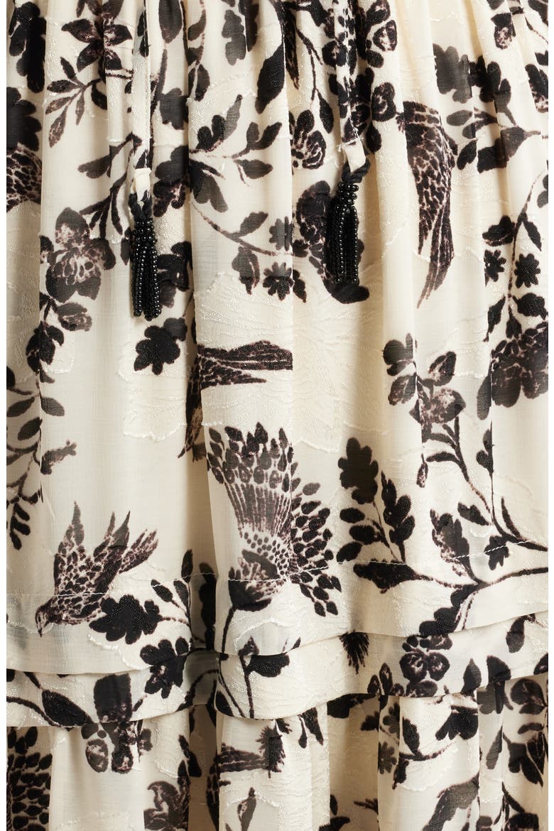 Floral Print Long Sleeve Dress, Alternate, color, SWAN WHITE/ ANNE BLACK