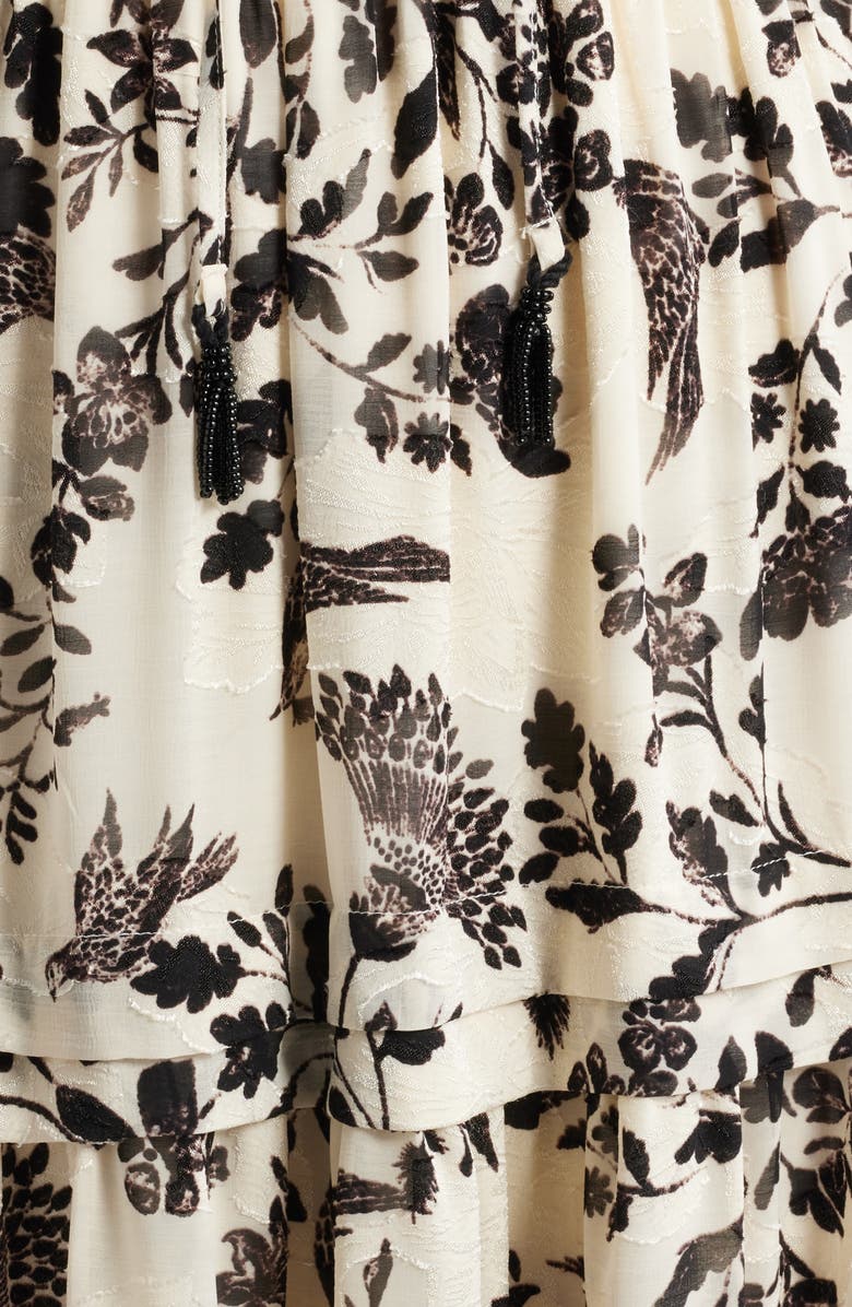 Anne Klein Floral Print Long Sleeve Dress, Alternate, color, Swan White/ Anne Black