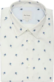 Paul Smith Tailored Fit Floral Organic Cotton Dress Shirt