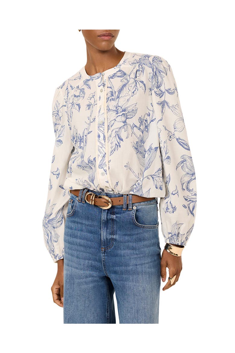 Cotton Floral Print Blouse, Alternate, color, Blue