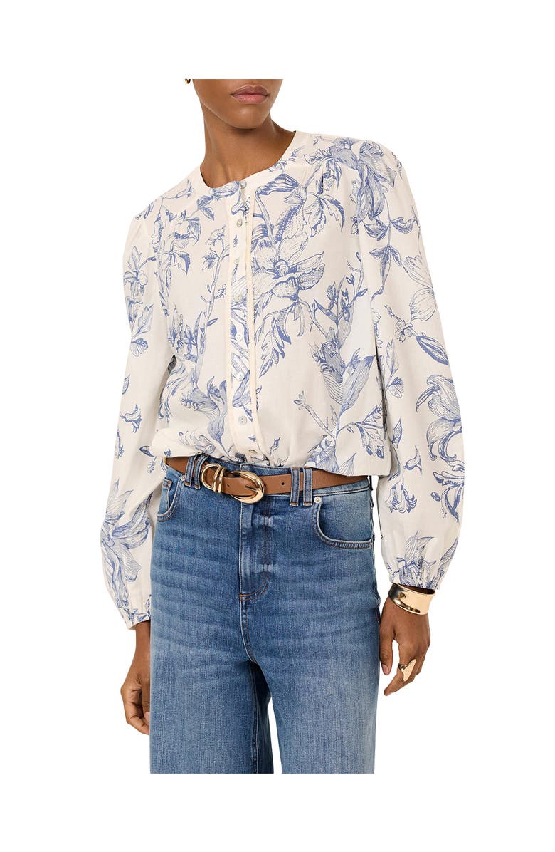 MINT VELVET Cotton Floral Print Blouse, Alternate, color, Blue