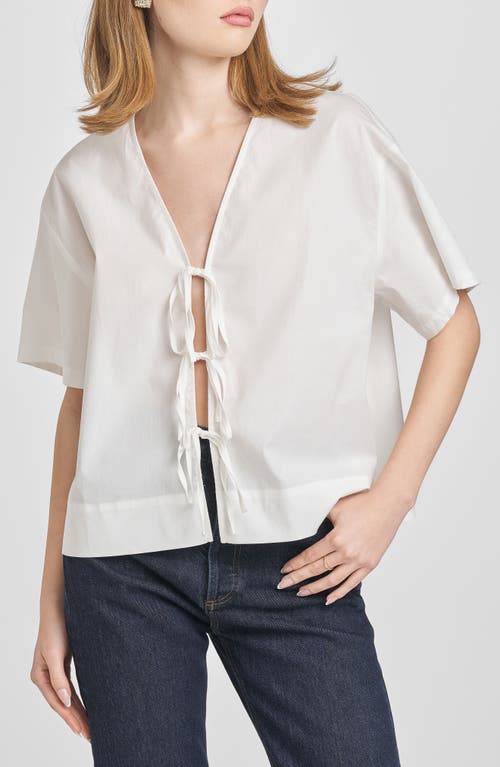 Wayf Tabitha Tie Front Woven Shirt In Ivory