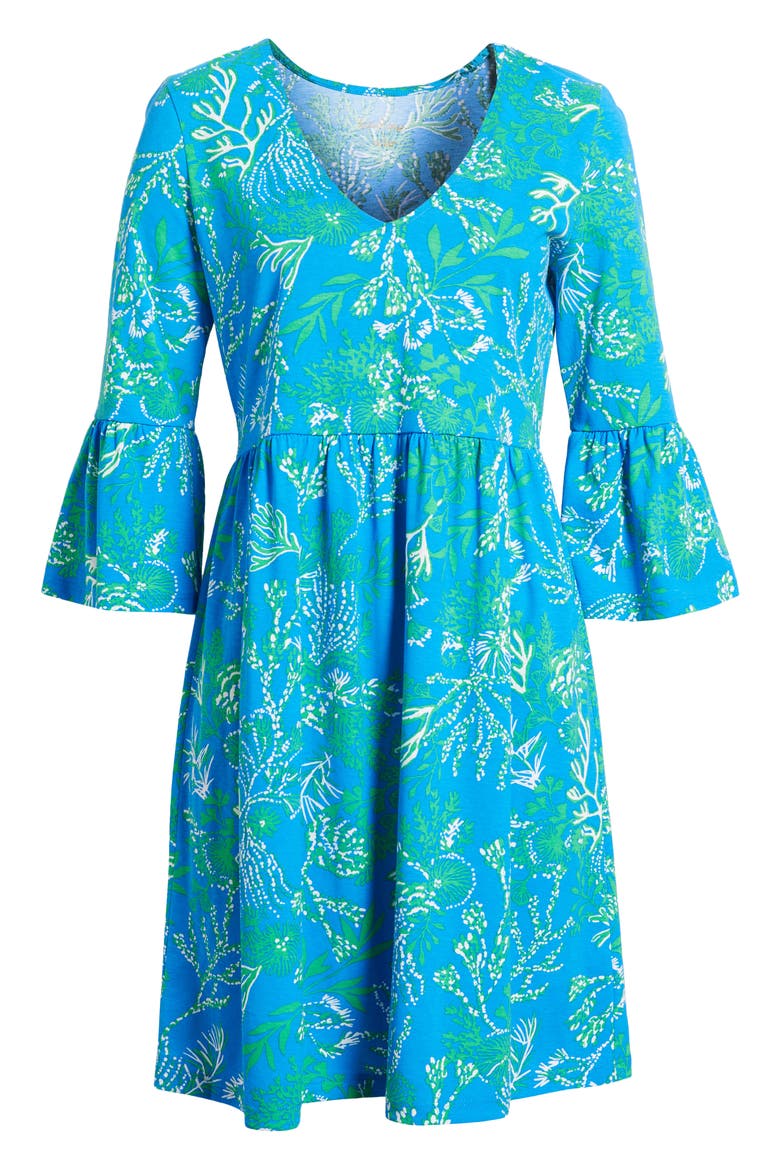 Jannie V-Neck A-Line Dress, Alternate, color, BRINY BLUE A BIT SALTY