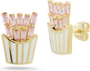 SPHERA MILANO 14K Gold Vermeil CZ Fries Stud Earrings