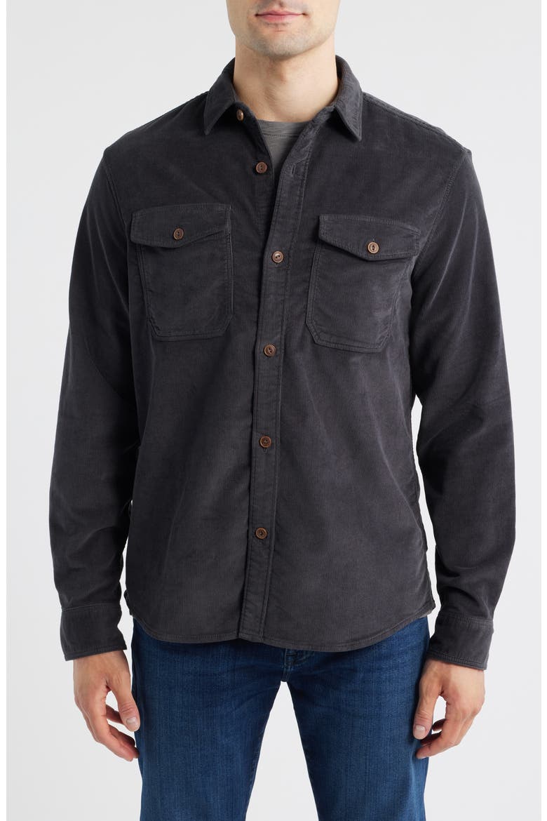 Cotton Stretch Corduroy Button-Up Overshirt, Alternate, color, WASHED CHARCOAL