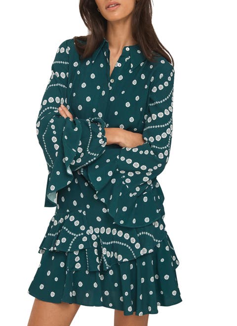 Printed Ruffle Mini Dress