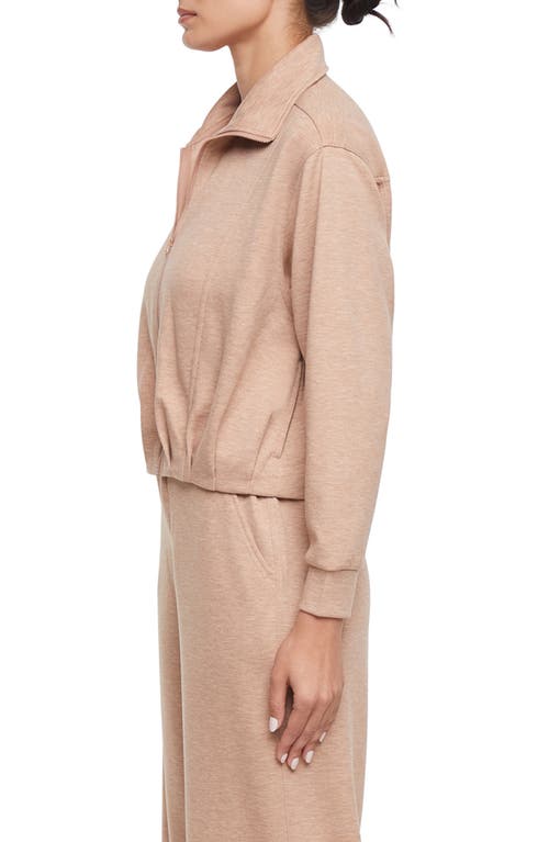 Three Dots Bubble Hem Full Zip Jacket In Brown