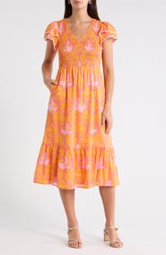 SUGARLIPS Kaidy Tropical Print Midi Dress