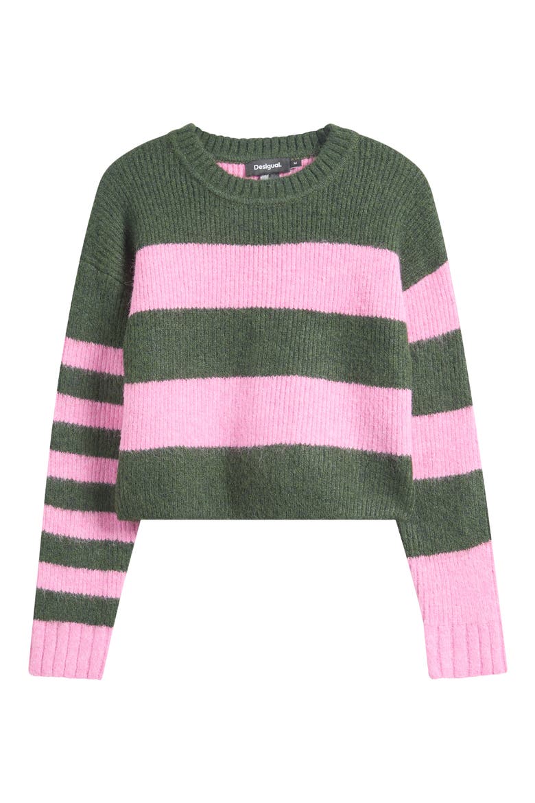 Stripe Flat Knit Thick Gauge Sweater, Main, color, RACING RED
